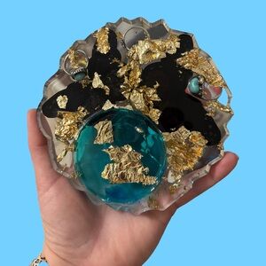 Abstract Black and Gold Home Art Sculpture